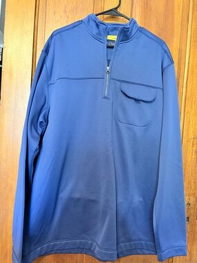 Chaps Blue Quarter-Zip Pullover with Chest Pocket